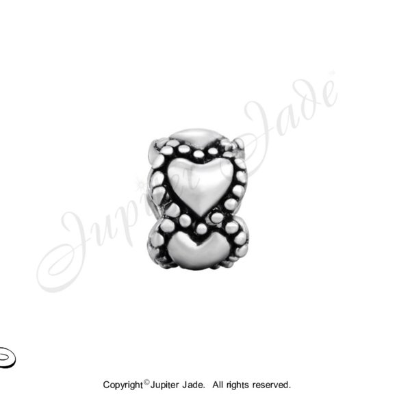 FREE S/H Pugster Silver Plated Ring of Hearts Bracelet Charm - Fits Pandora - Picture 2 of 3